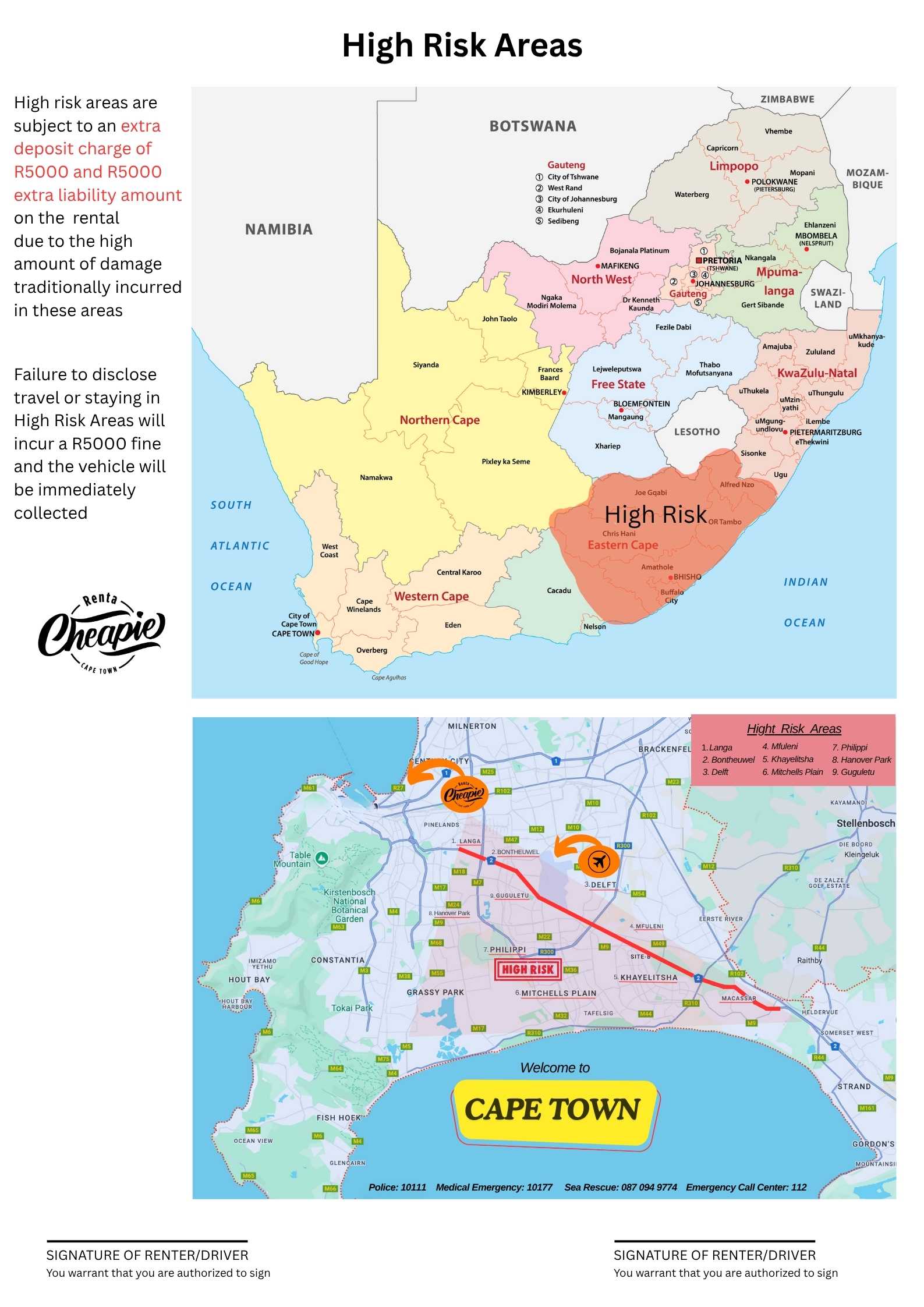 High Risk Areas Map